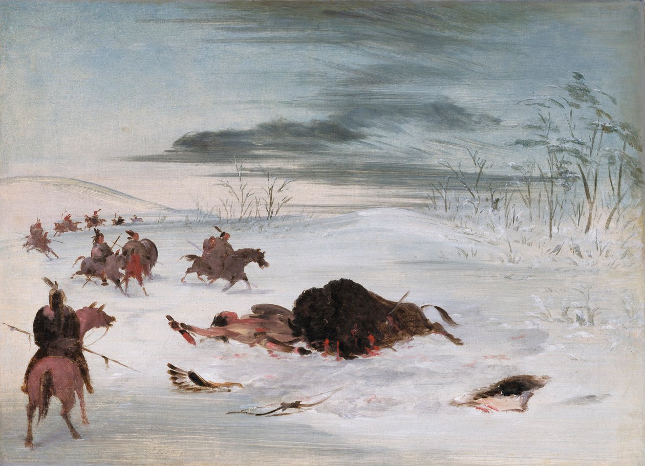 Umierający bawół w zaspie śnieżnej autorstwa George Catlin