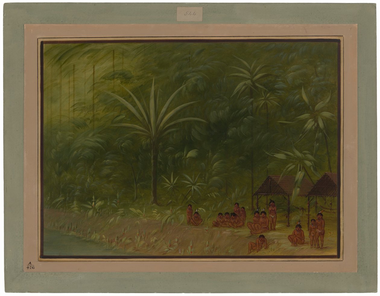 Obóz Cocomas – widok na brzeg autorstwa George Catlin