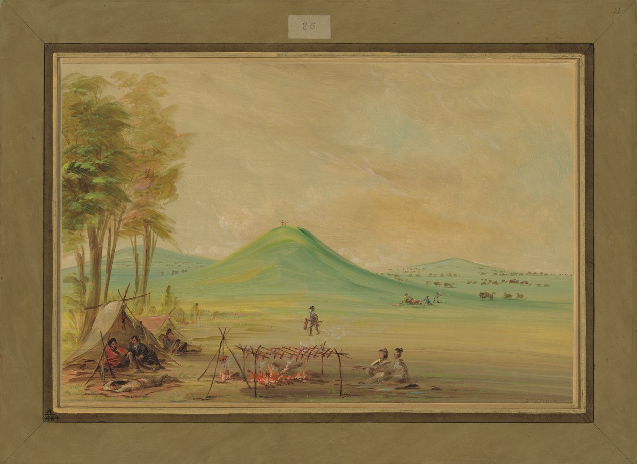 Wyprawa obozowała na teksańskiej prerii, kwiecień 1686, 1847-48 autorstwa George Catlin