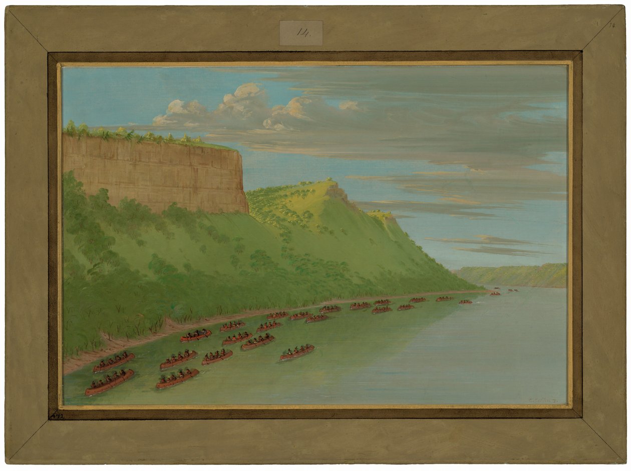 Ojciec Hennepin i towarzysze przechodzący skok kochanka. kwiecień 1680 autorstwa George Catlin