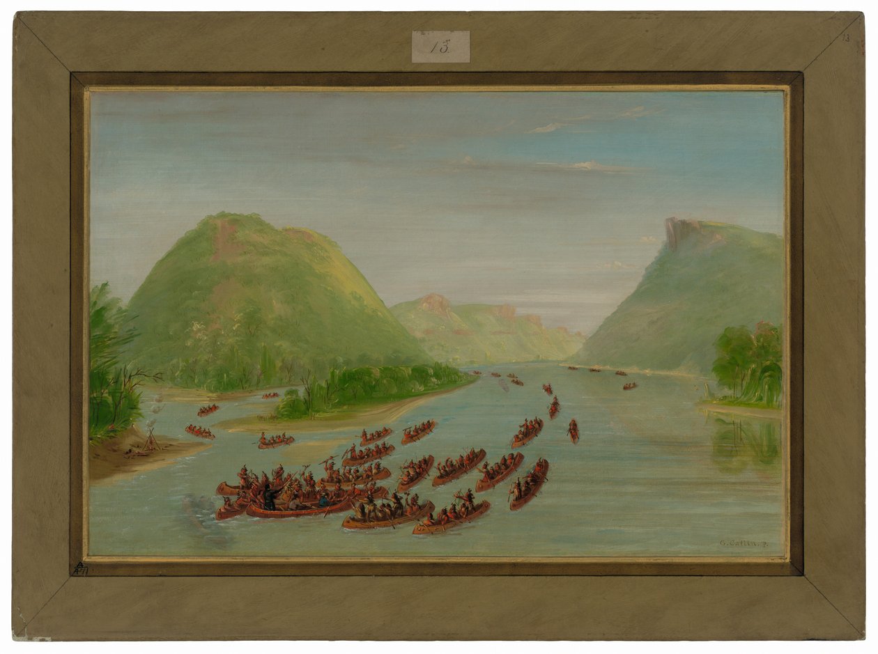 Ojciec Hennepin i dwóch towarzyszy pojmanych przez Siuksów. Kwiecień 1680 autorstwa George Catlin