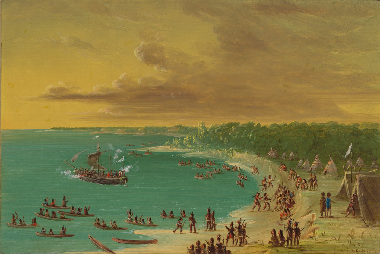 Pierwszy rejs gryfa po jeziorze Erie. 7 sierpnia 1679, 18471848. autorstwa George Catlin