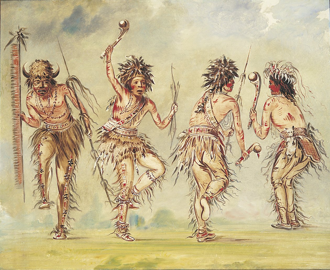 Czterech tancerzy, 1843-1844. autorstwa George Catlin