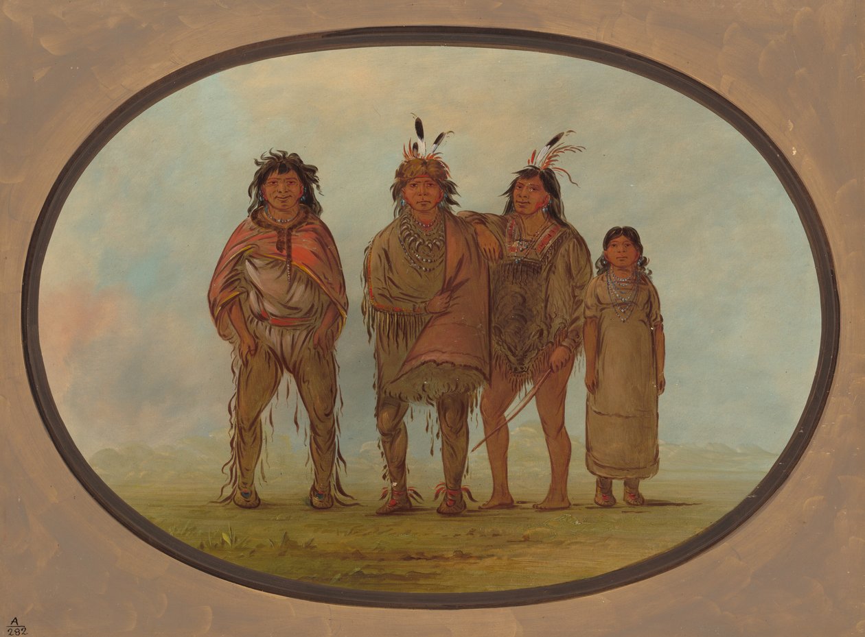 Czterech Indian Dogrib, 18551869. autorstwa George Catlin