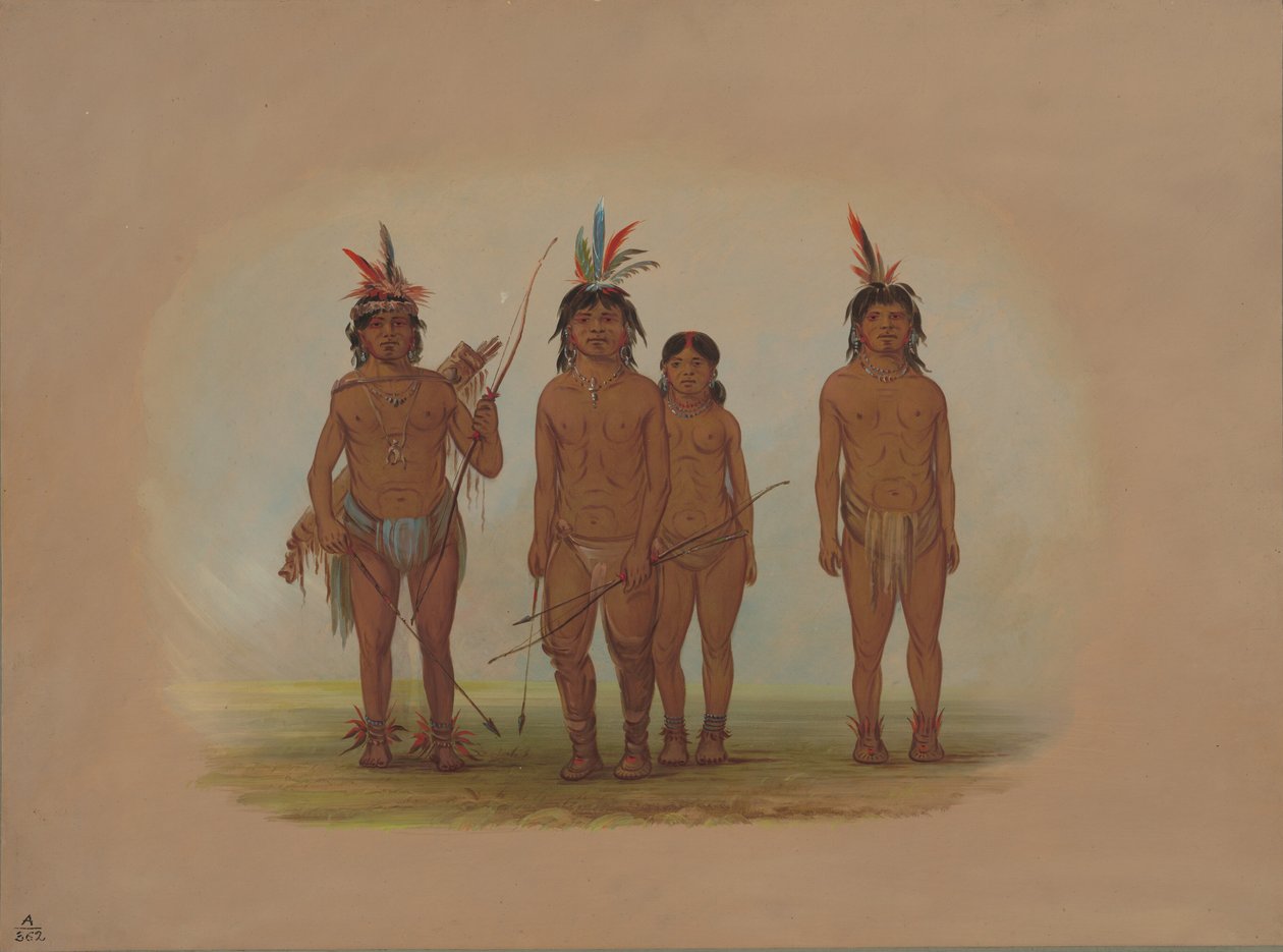 Czterech Indian Macouchi, 18541869. autorstwa George Catlin