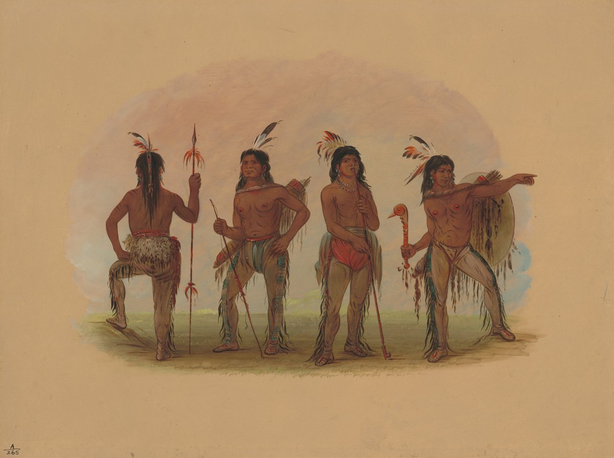 Czterech wojowników Navaho, 18611869. autorstwa George Catlin