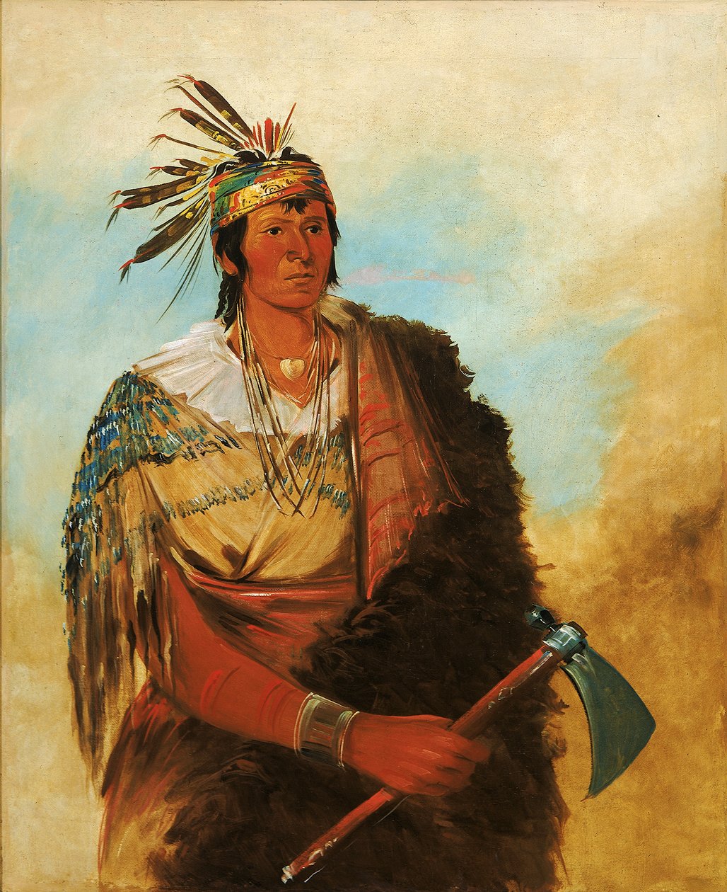 Go-to-ków-pah-ah, stoi sam, zasłużony odważny, autorstwa George Catlin