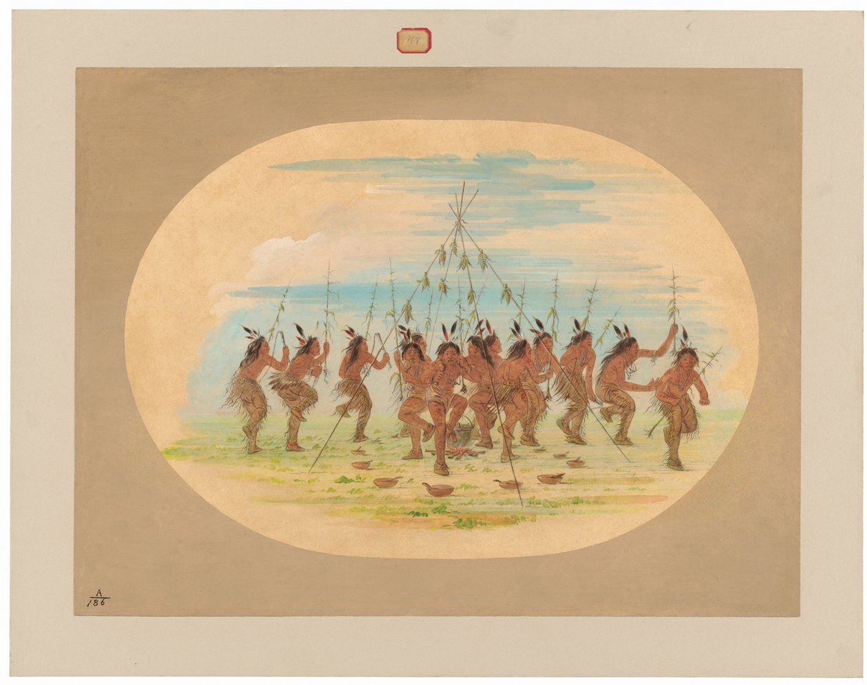 Taniec Zielonej Kukurydzy - Minatarrees autorstwa George Catlin