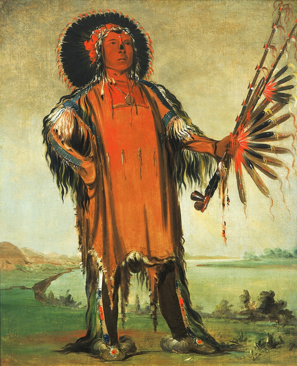 Ha-na-tá-nu-maúk, wódz wilków, wódz plemienia, 1832. autorstwa George Catlin