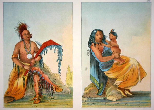 Główny Naczelny Clermont wraz z żoną i dzieckiem autorstwa George Catlin
