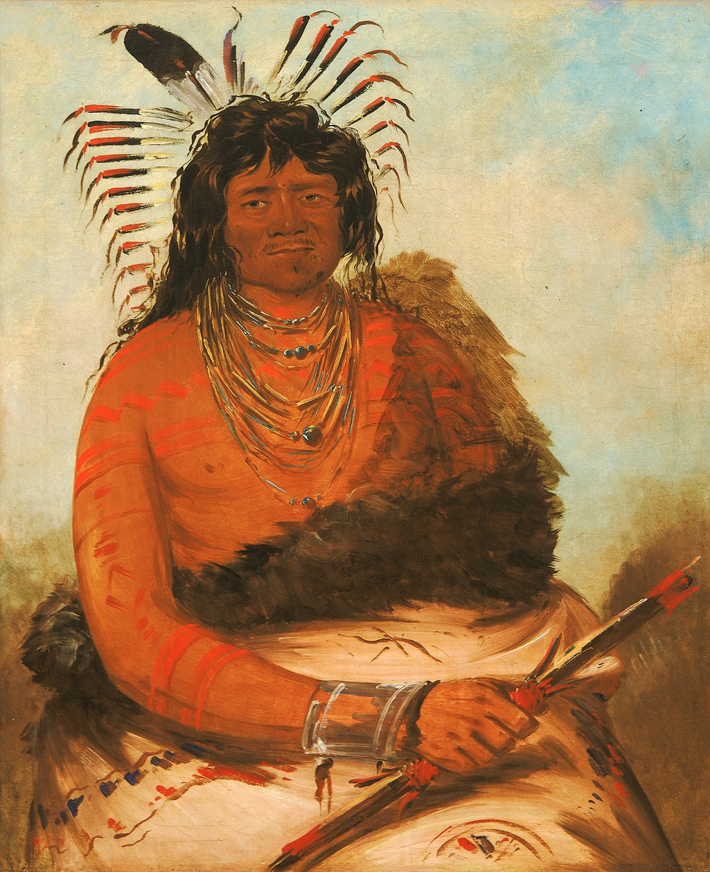 Háh-nee, Bóbr, wojownik, 1834. autorstwa George Catlin