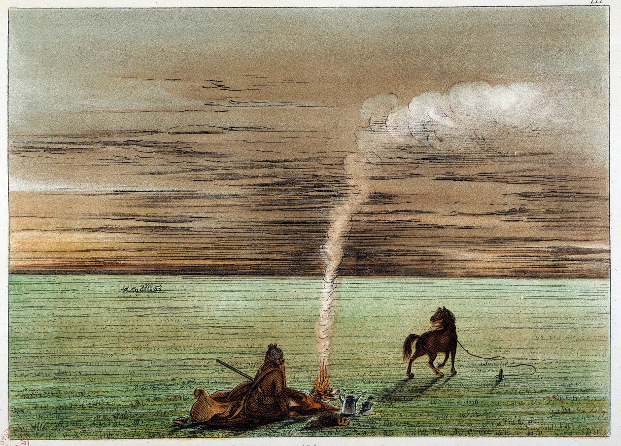 Indianie Ameryki: Catlin namalował sam ze swoim koniem Charleyem. Ilustracja George