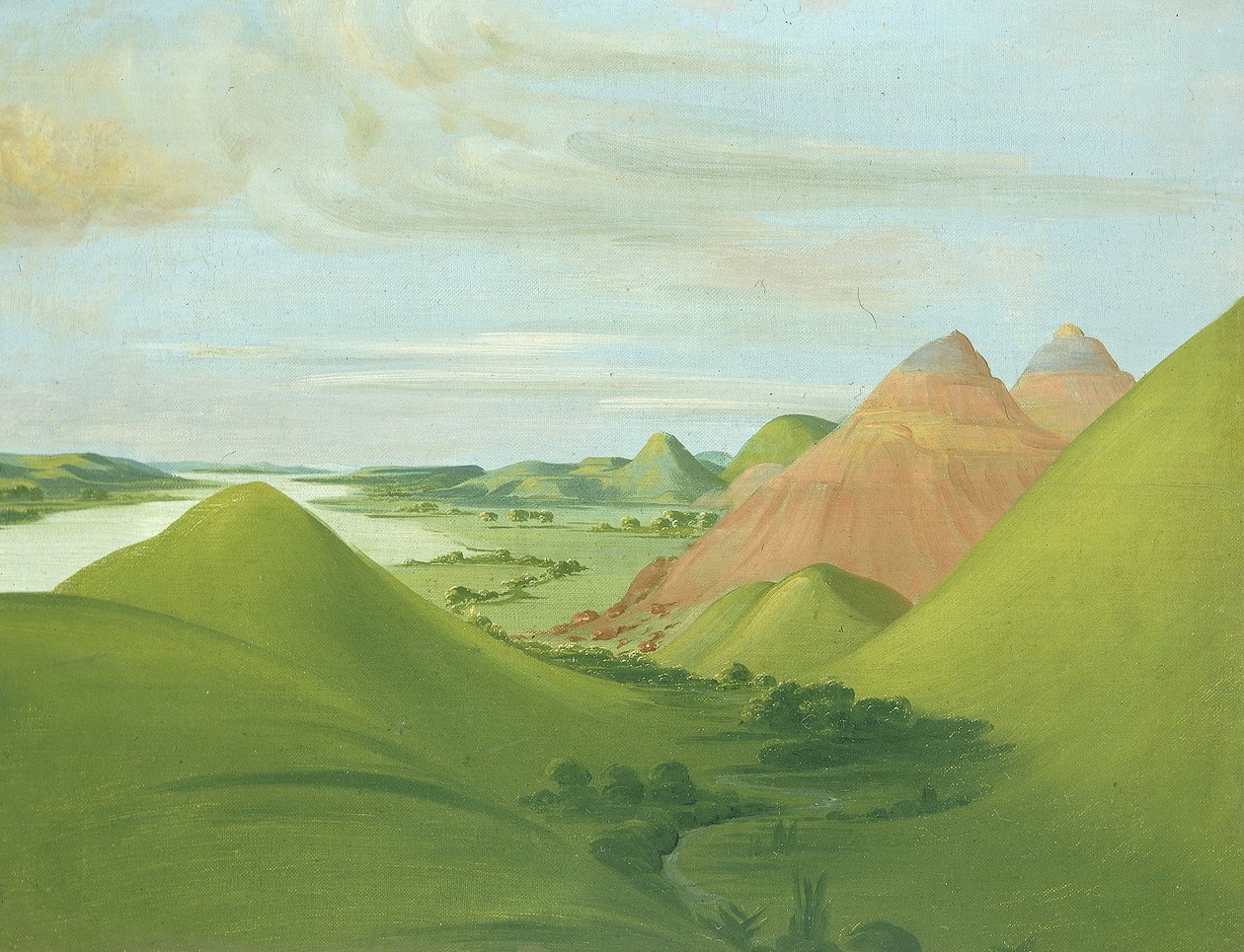 Iron Bluff, 1200 mil nad St. Louis autorstwa George Catlin