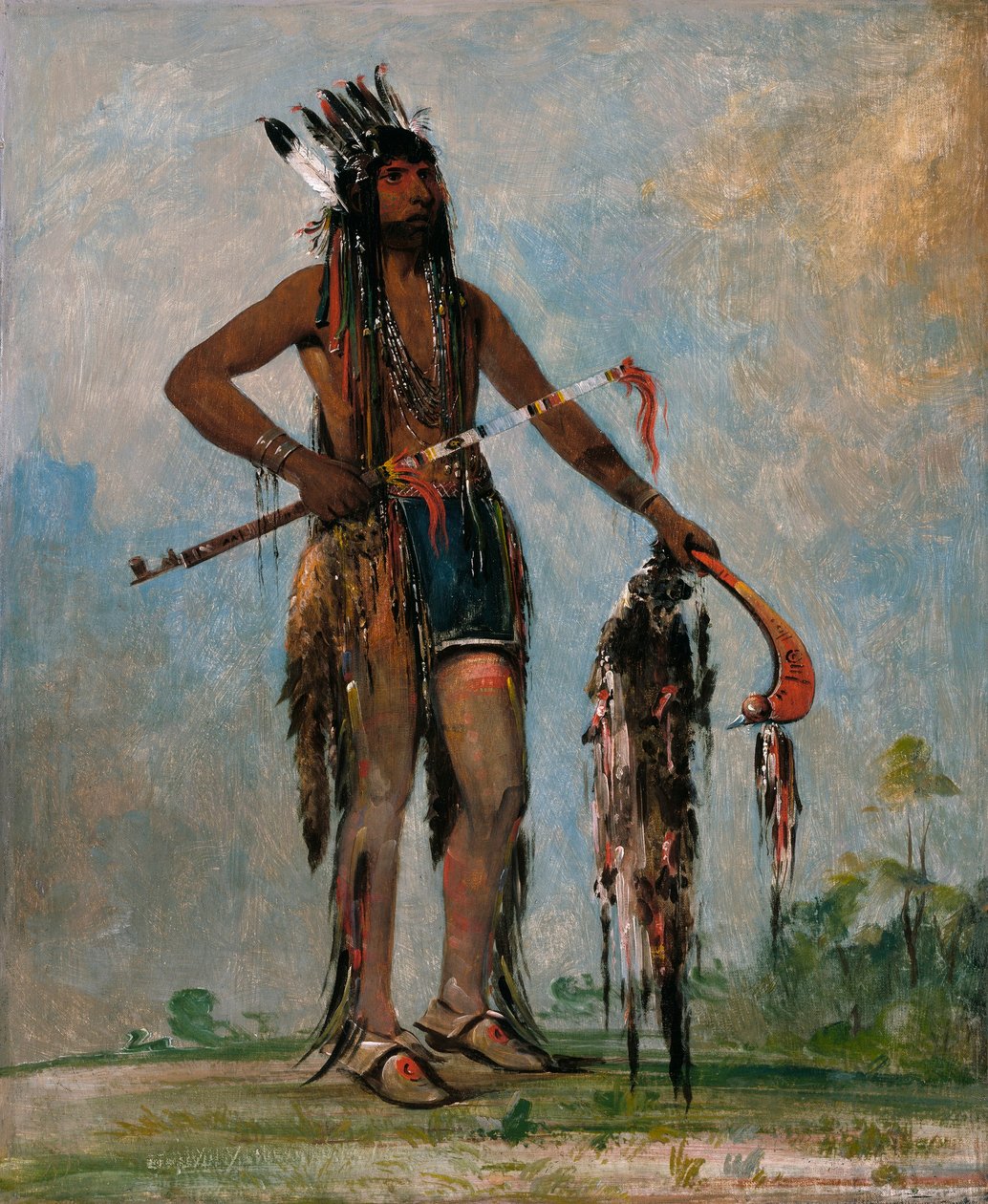 Ka-bés-hunk, Ten, Który Podróżuje Wszędzie, Wojownik autorstwa George Catlin