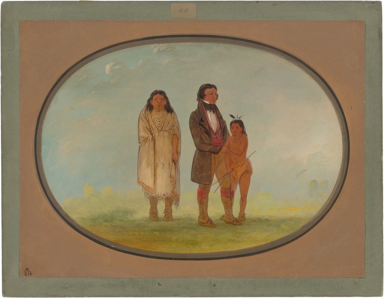 Wódz Kaskaskia, jego matka i syn autorstwa George Catlin