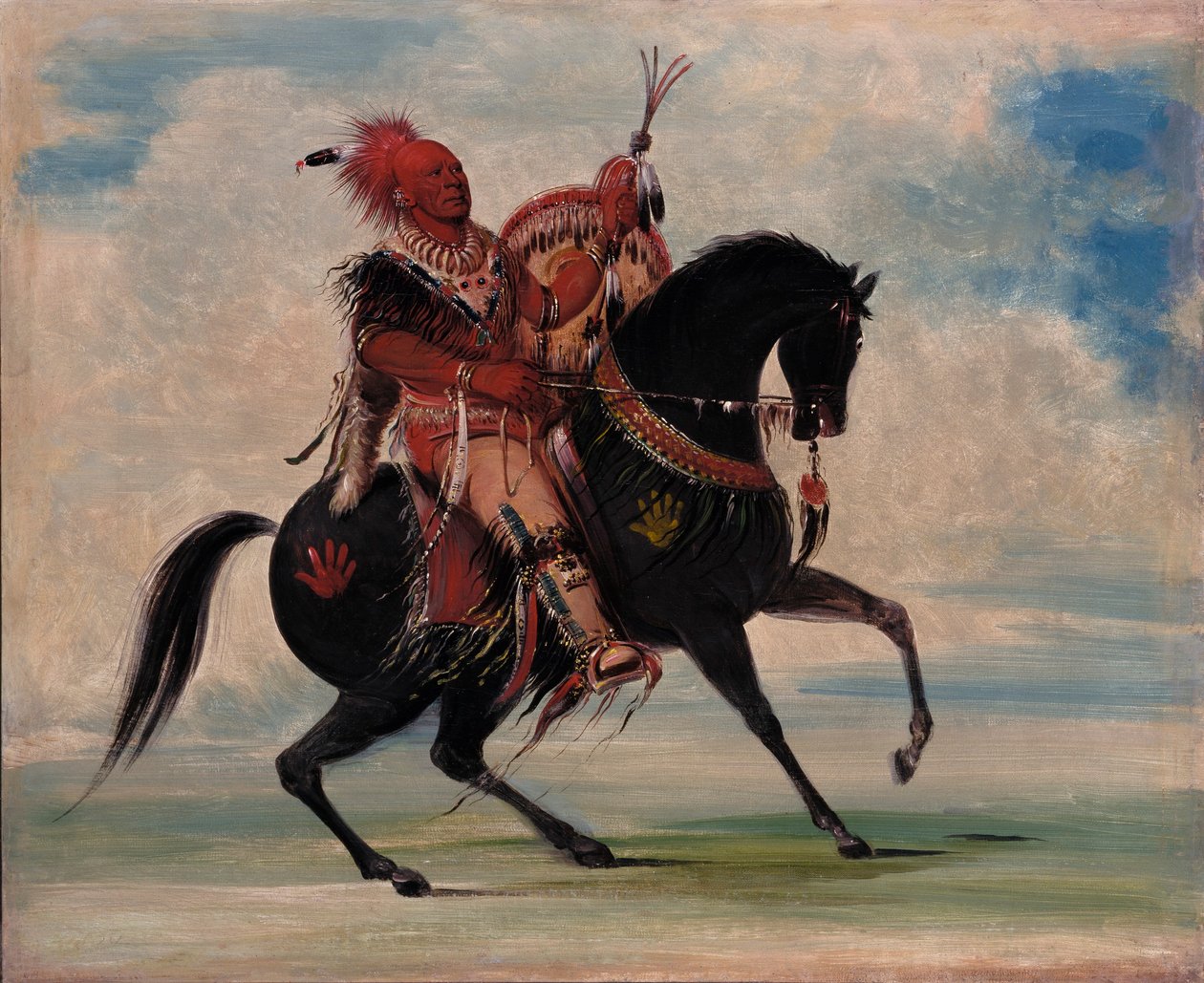 Kee-o-kúk, Czujny Lis, Wódz Plemienia, na koniu autorstwa George Catlin