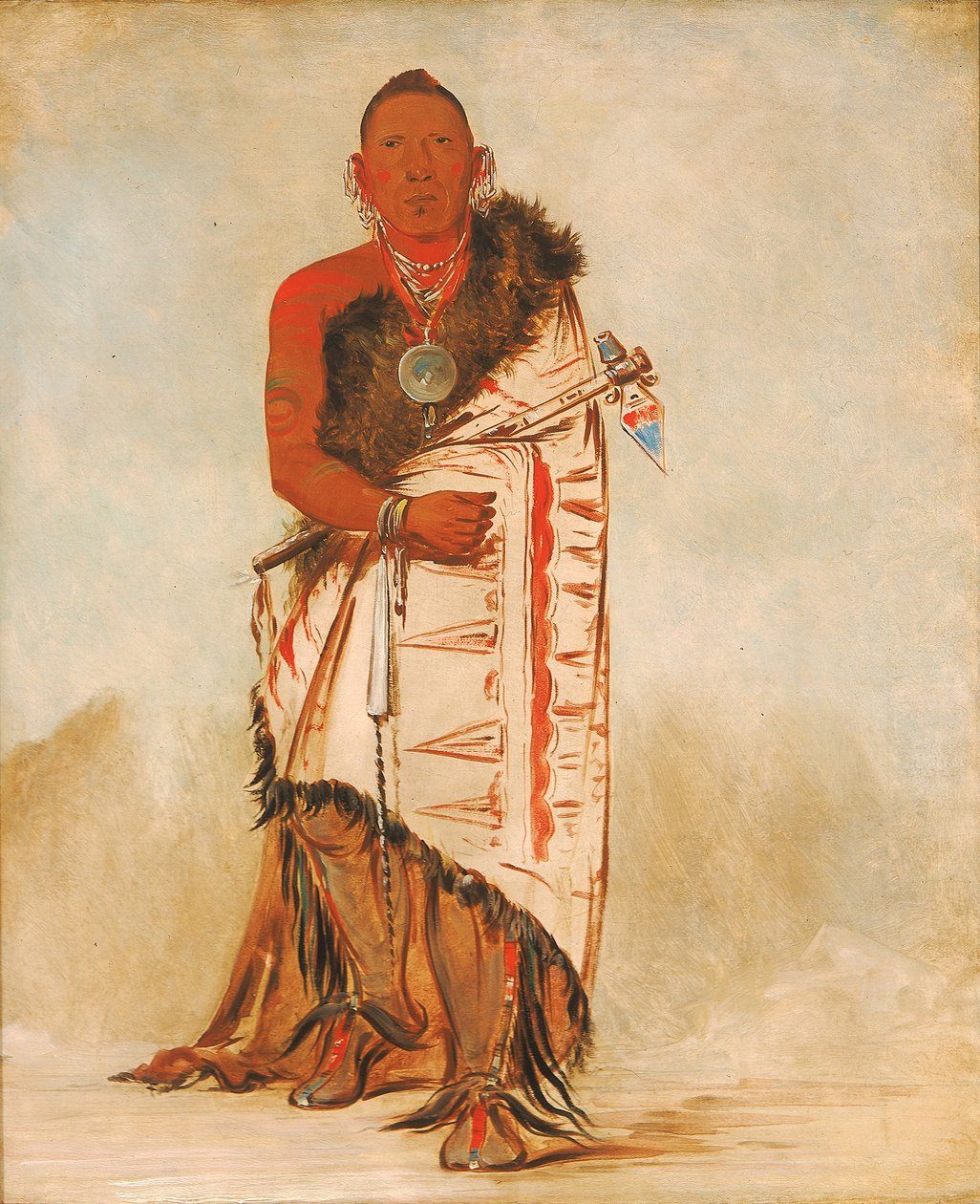 Ki-hó-go-waw-shú-shee, Dzielny Wódz, Wódz Plemienia, 1832. autorstwa George Catlin