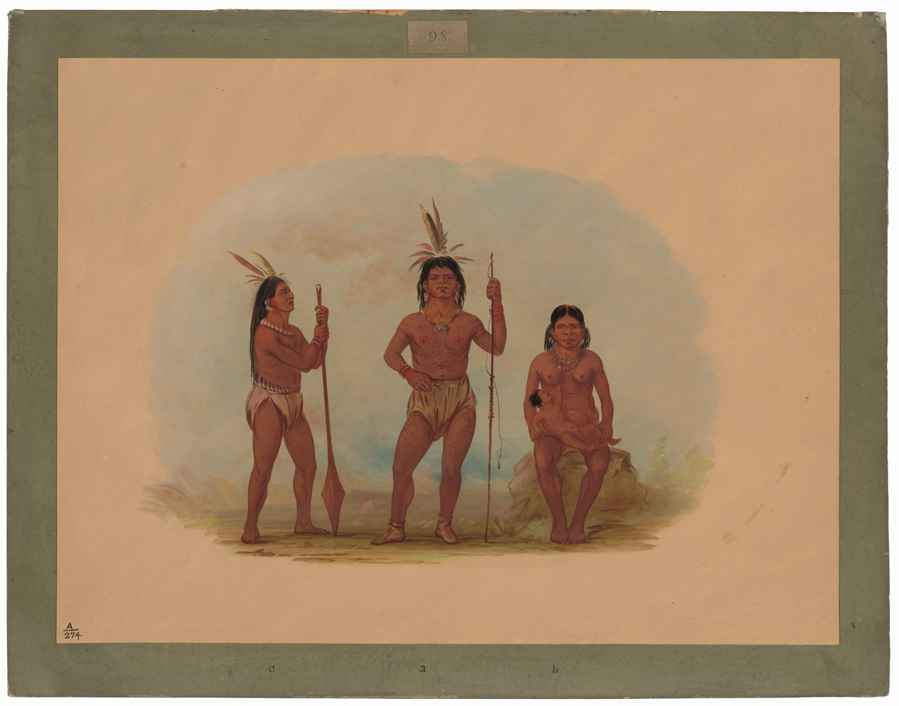 Wódz Klahoquaht, jego żona i syn autorstwa George Catlin