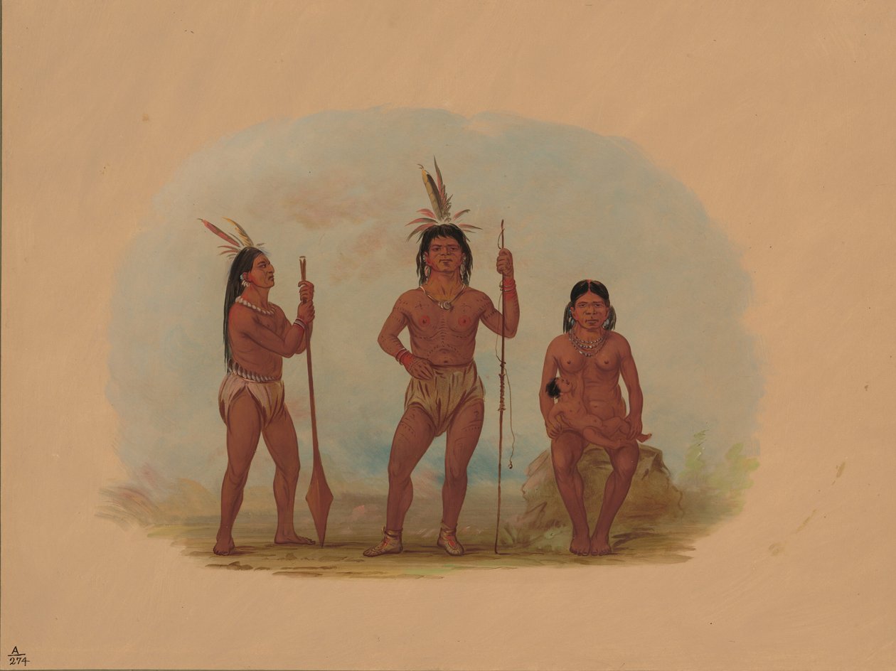 Wódz Klahoquaht, jego żona i syn, 18551869. autorstwa George Catlin
