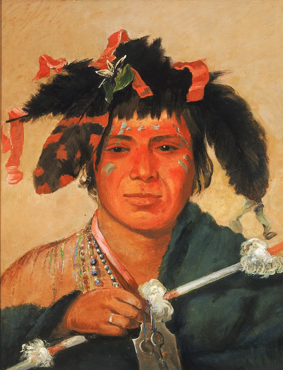 Ko-mán-i-kin-o-haw, mały wieloryb, odważny, 1831. autorstwa George Catlin