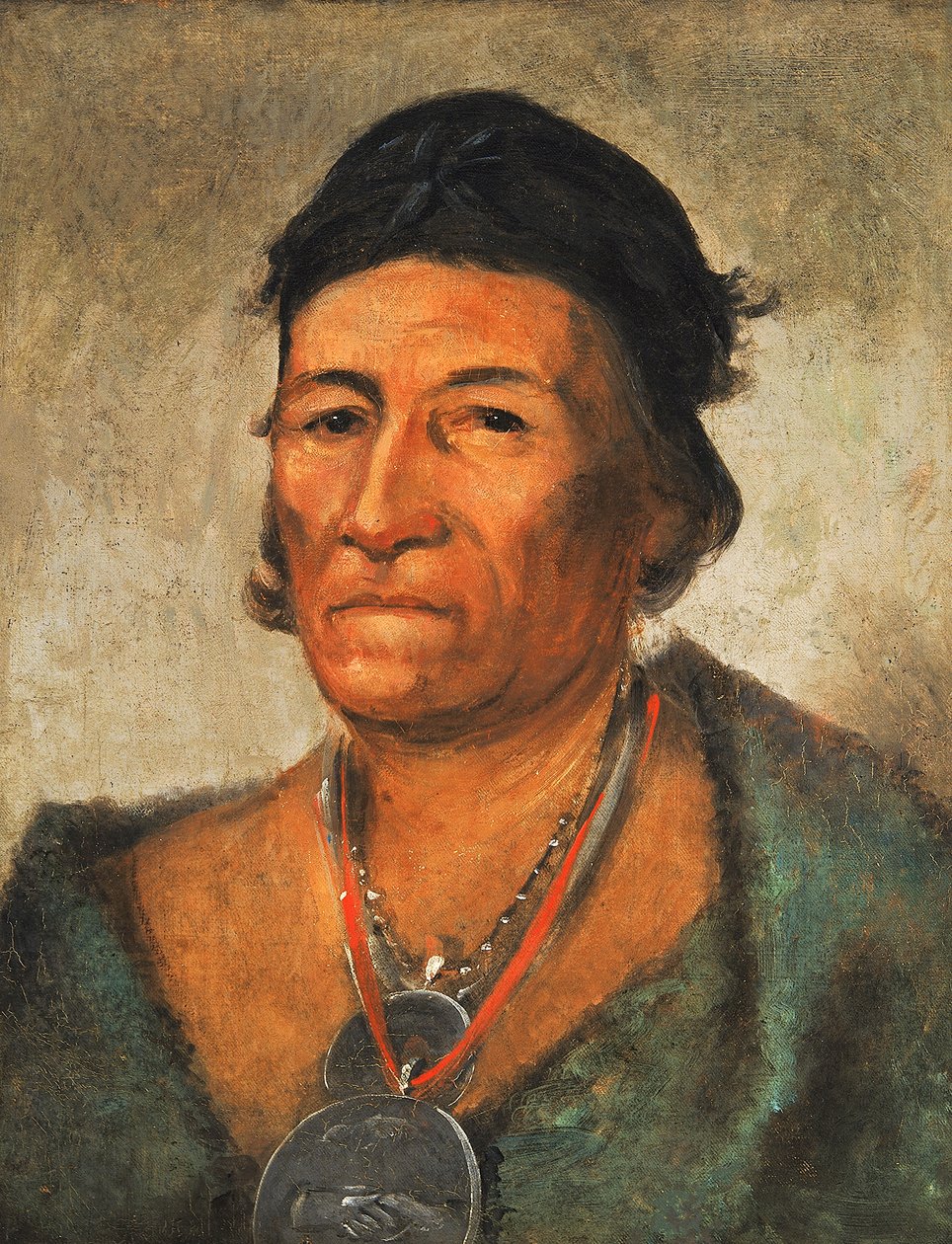 Ko-mán-i-kin, Wielka fala, stary i zasłużony wódz, 1831. autorstwa George Catlin