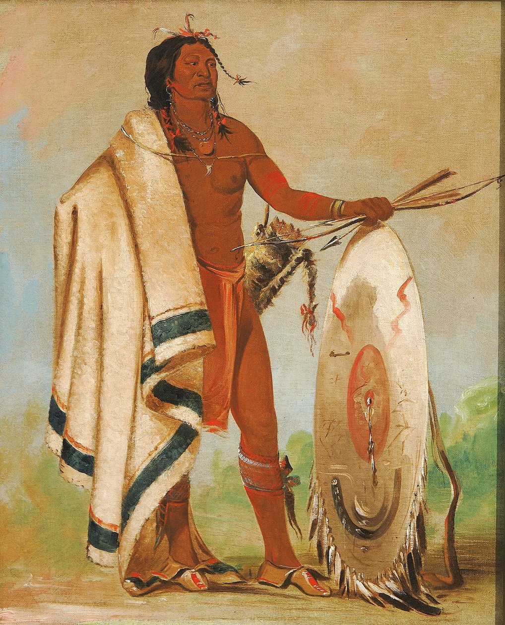 Kotz-a-tó-ah, Wędzona Tarcza, Wybitny Wojownik autorstwa George Catlin