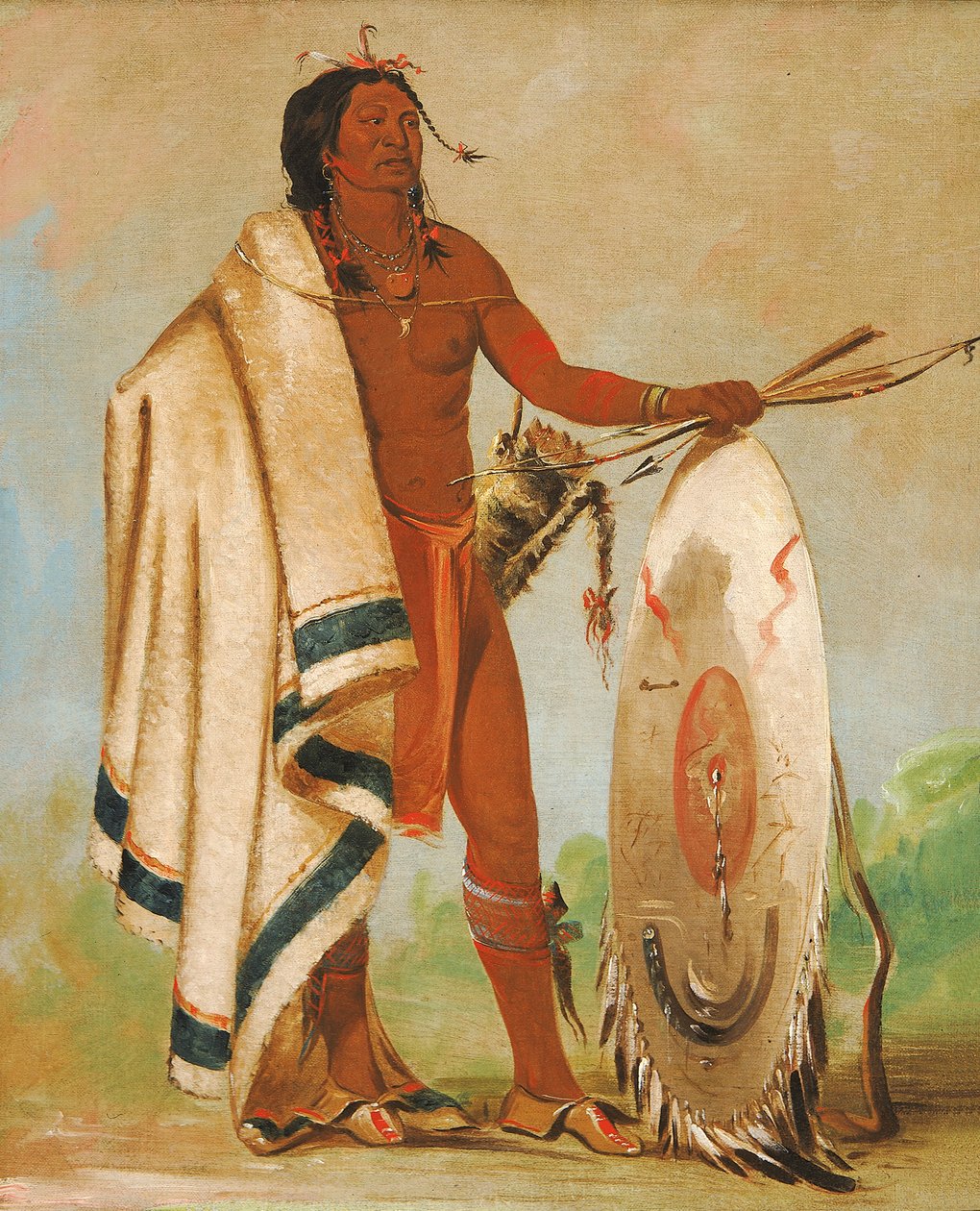 Kotz-a-tó-ah, wędzona tarcza, zasłużony wojownik, 1834. autorstwa George Catlin