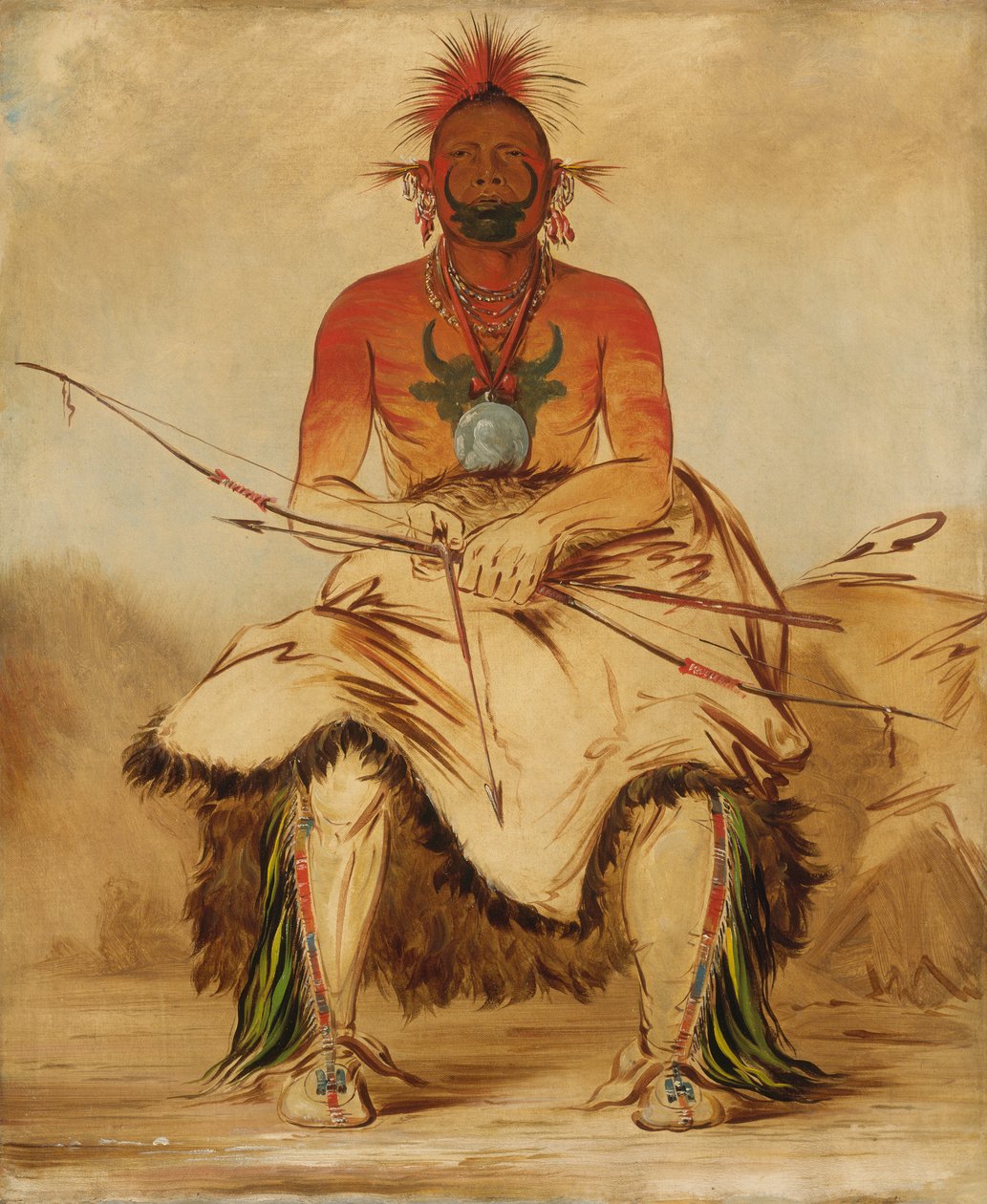 La-dóo-ke-a, Buffalo Bull, Wielki Wojownik Pawnee, 1832. autorstwa George Catlin