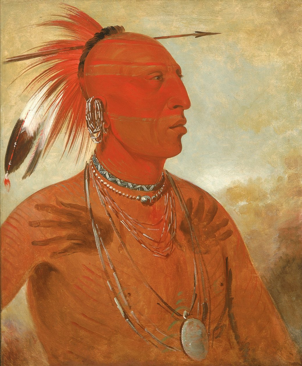La-wáh-he-coots-la-sháw-no, Dzielny Wódz, Skidi (Wilk) Pawnee autorstwa George Catlin