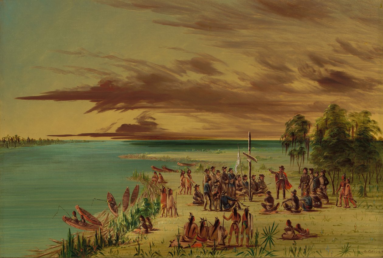 La Salle ubiegająca się o Luizjanę dla Francji. 9 kwietnia 1682, 18471848. autorstwa George Catlin