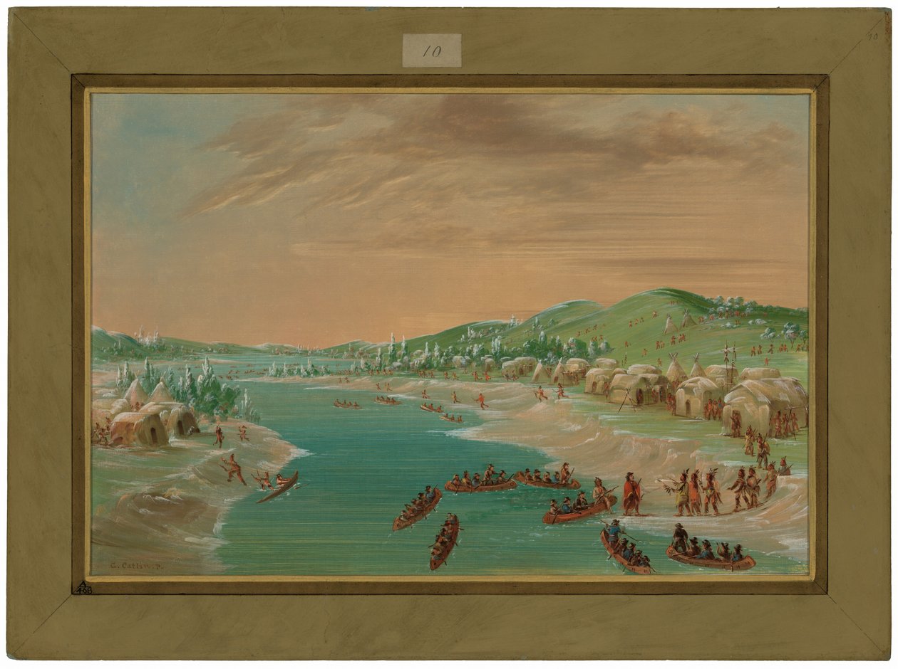 La Salle i impreza przybywają do wioski Illinois. 1 stycznia 1680 r autorstwa George Catlin