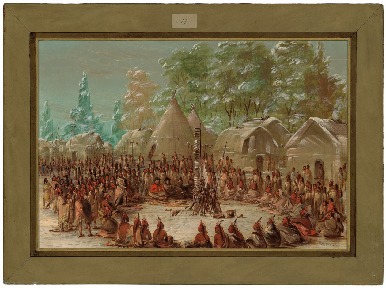 Impreza La Salle świętowana w wiosce Illinois. 2 stycznia 1680 r autorstwa George Catlin