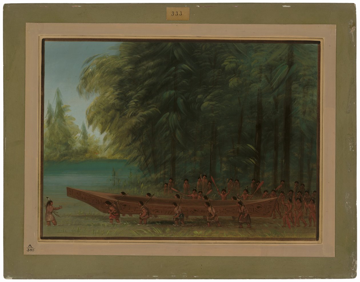 Wodowanie kajakiem - Indianie Nayas autorstwa George Catlin