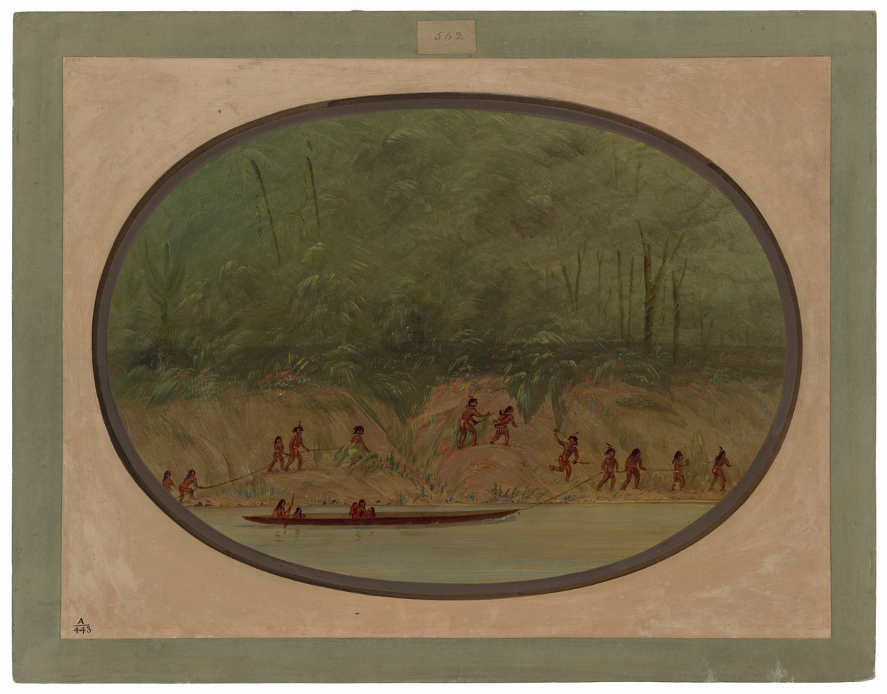 Indianie z plemienia Lengua pokonujący bystrza rzeki Urugwaj autorstwa George Catlin