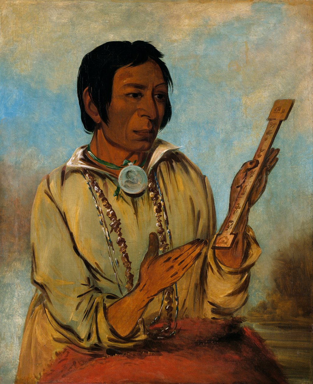 Ma-shee-na, Łosie Rogi, podwładny, 1830. autorstwa George Catlin