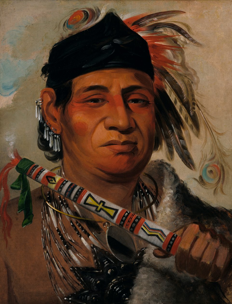 Mah-kée-mee-teuv, niedźwiedź grizzly, wódz plemienia, 1831. autorstwa George Catlin