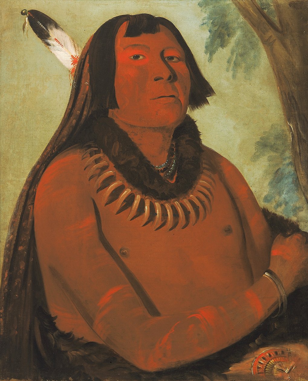 Mah-táhp-ta-a, pędzi przez środek, odważny autorstwa George Catlin