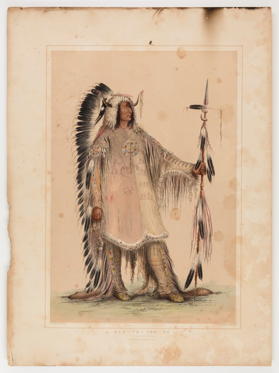 Mah-to-toh-pa, wódz plemienia Mandanów autorstwa George Catlin