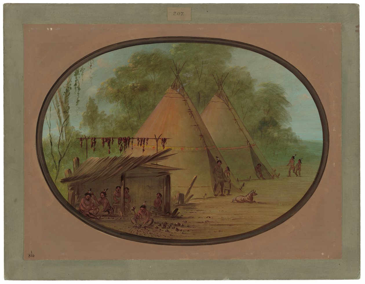 Wykonywanie grotów strzał z krzemienia - Apaczowie autorstwa George Catlin