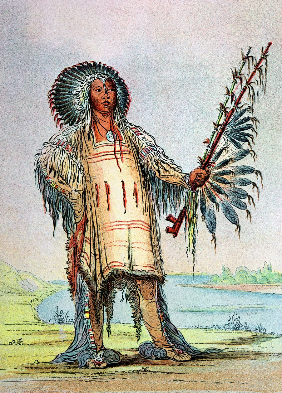 Mandan Indian Ha-Na-Tah-Muah, wódz wilków autorstwa George Catlin