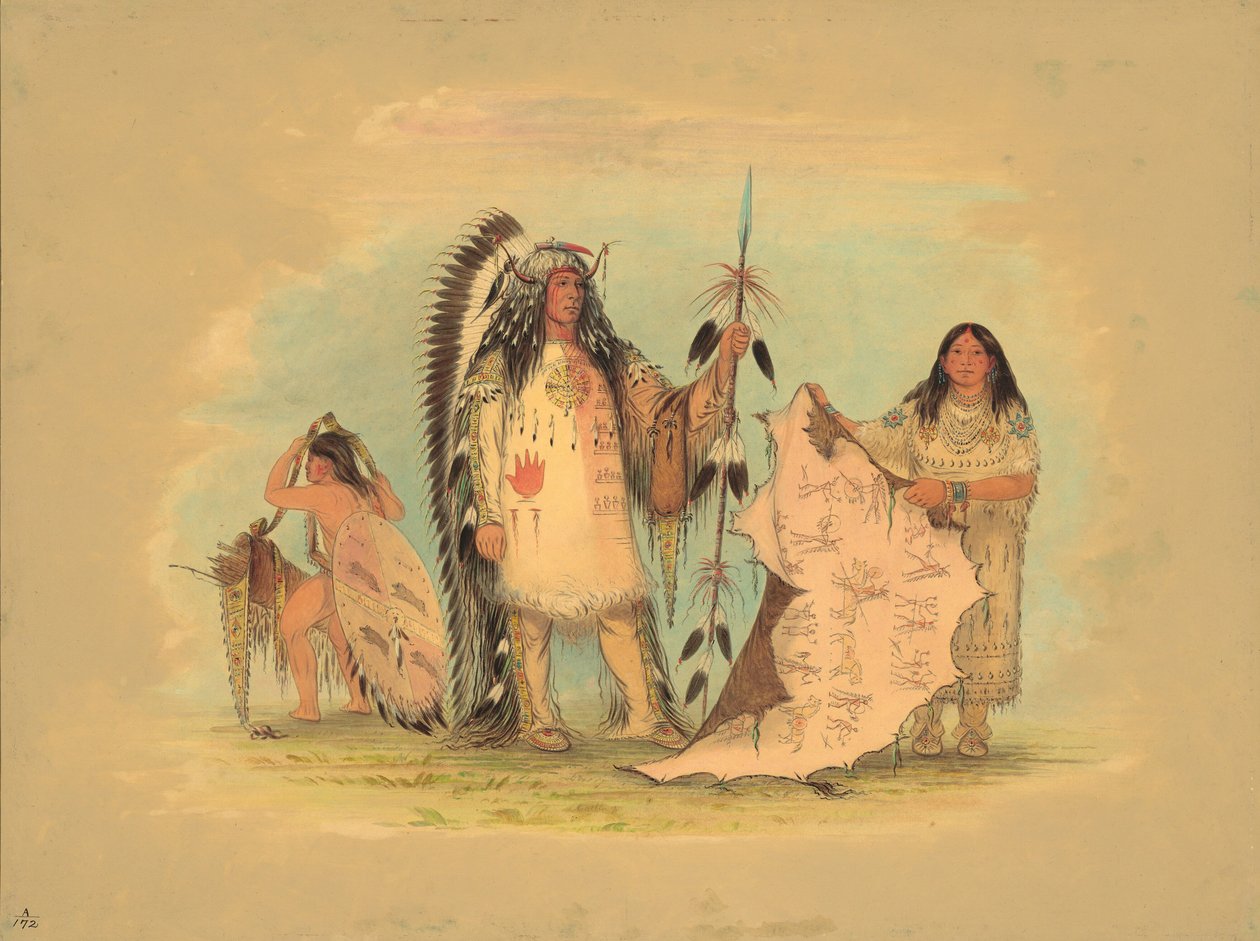 Mandan War Chief ze swoją ulubioną żoną, 18611869. autorstwa George Catlin