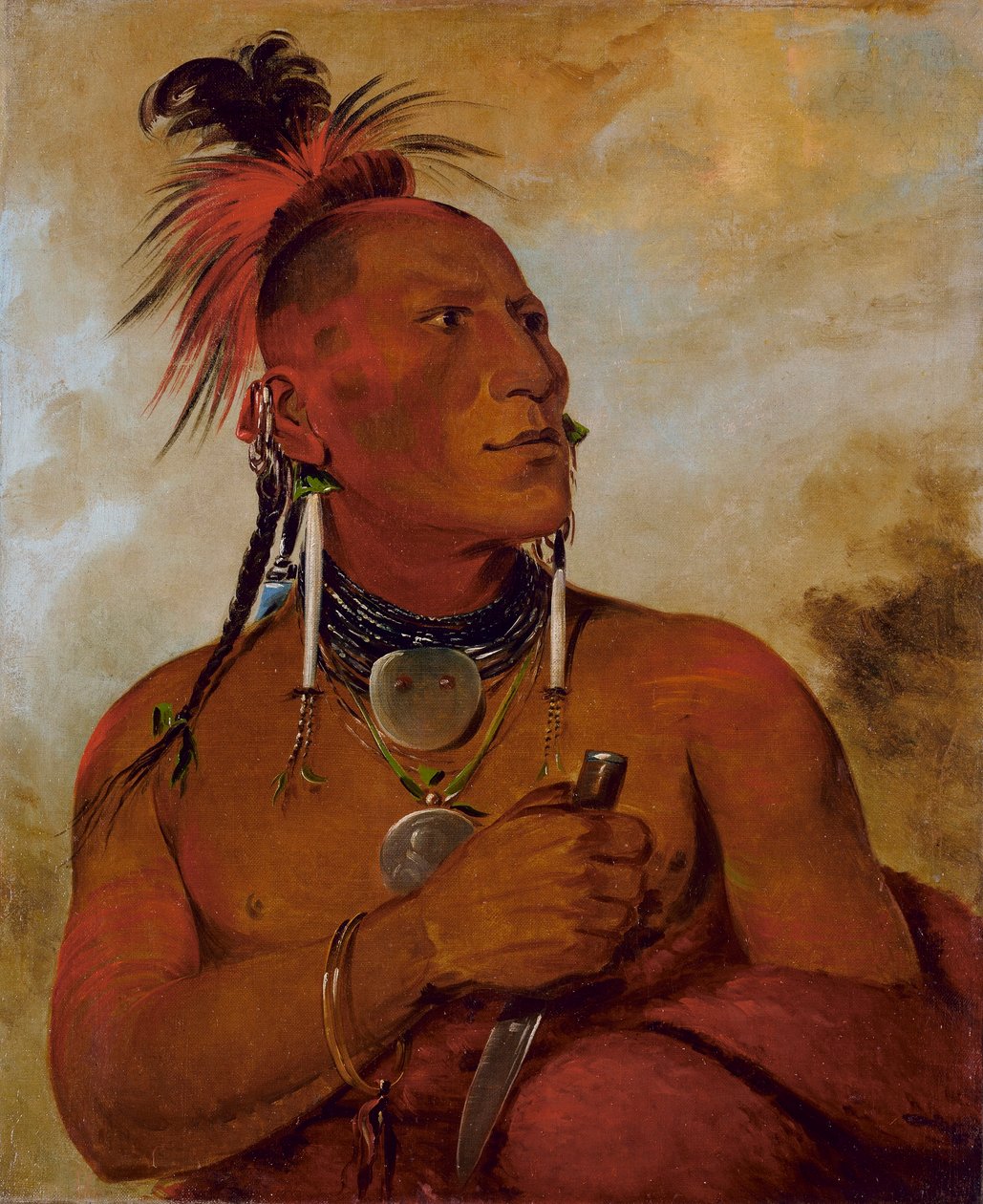 Meach-o-shín-gaw, Mały Biały Niedźwiedź, Wybitny Odważny autorstwa George Catlin