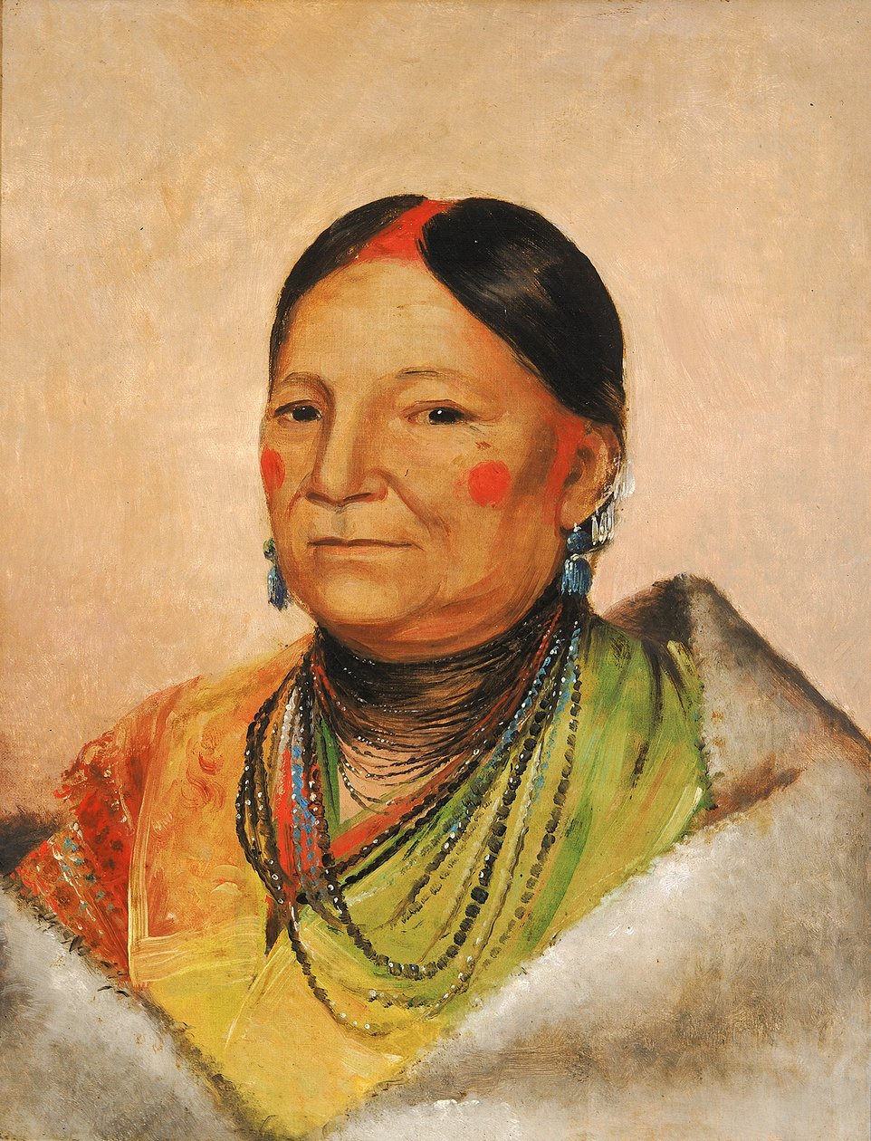 Mee-chéet-e-neuh, ramię rannego niedźwiedzia, żona wodza, 1831. autorstwa George Catlin