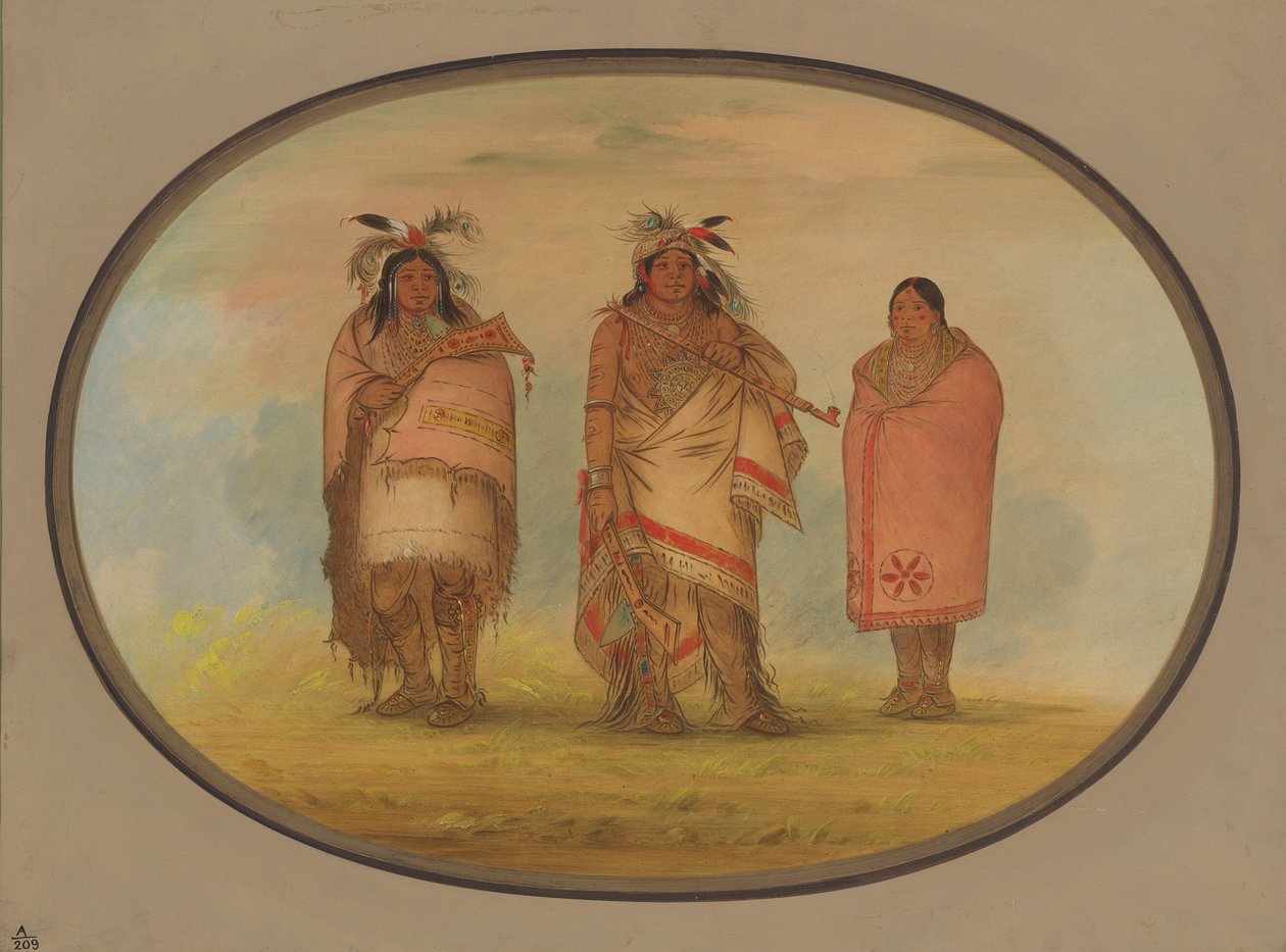 Wódz Menomonii, jego żona i syn, 18611869. autorstwa George Catlin