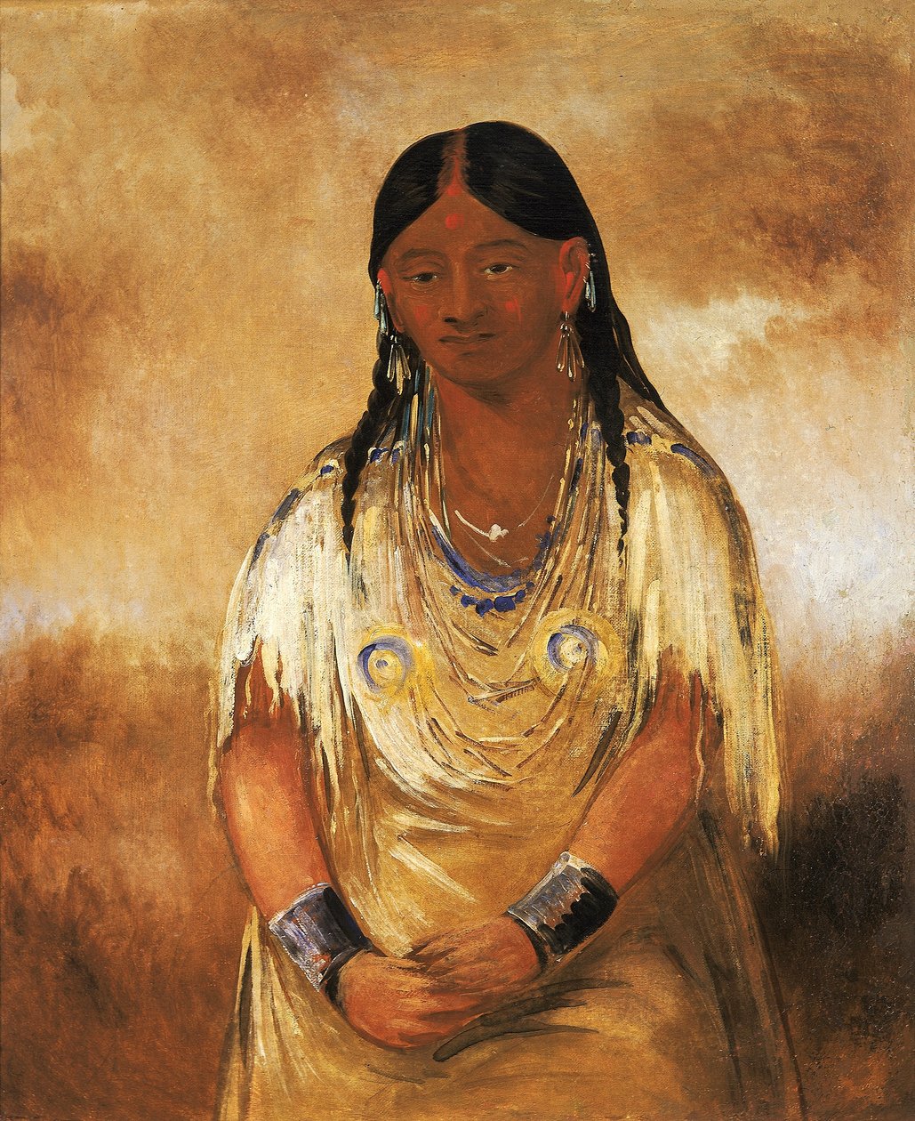 Mún-ne-o-ye, kobieta autorstwa George Catlin