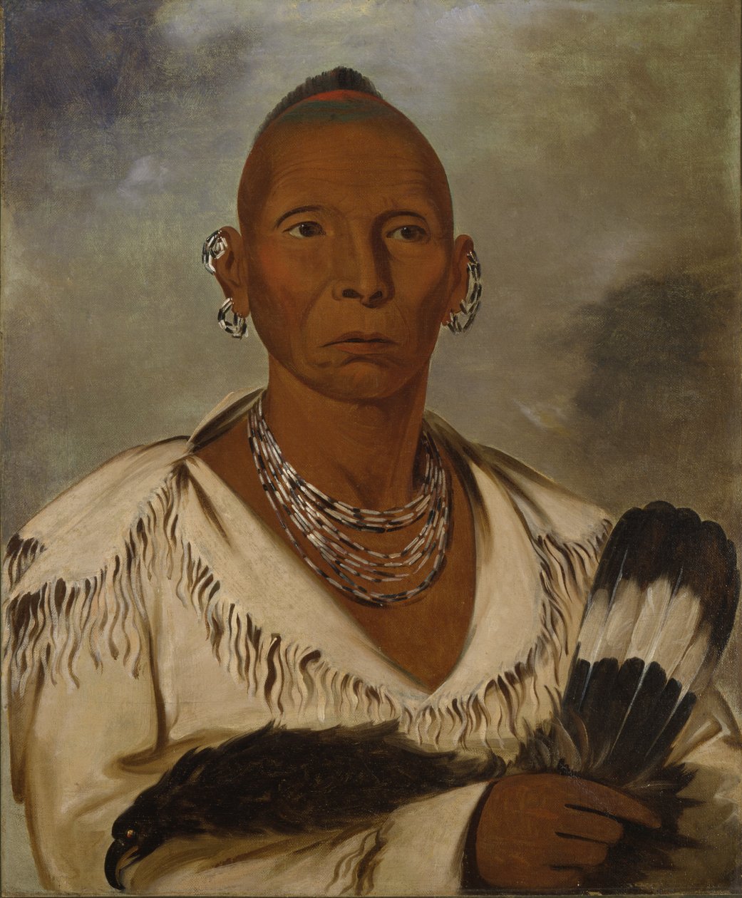 Múk-a-tah-mish-o-káh-kaik, Black Hawk, wybitny wódz Saców autorstwa George Catlin