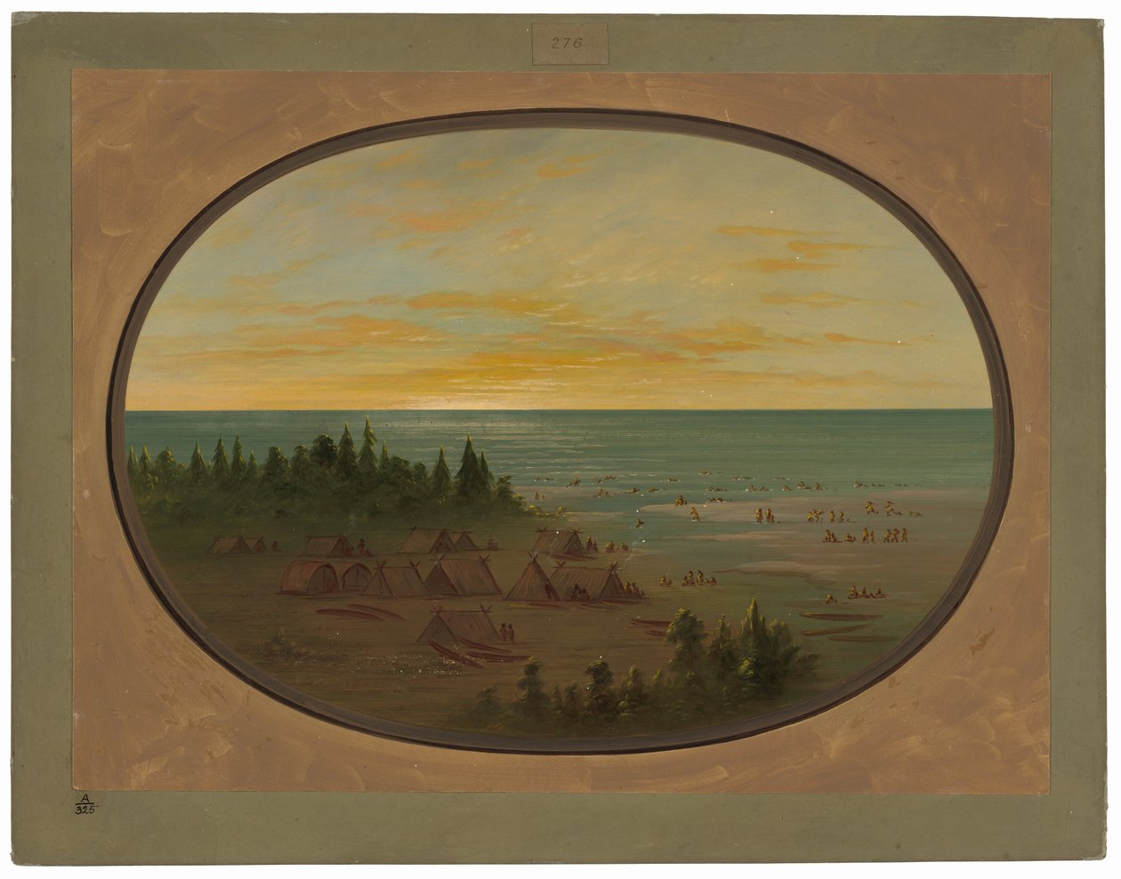 Wioska Nayas - Indianie kąpiący się autorstwa George Catlin