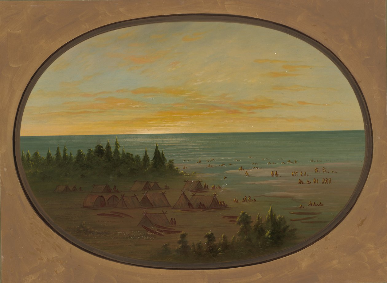 Wioska Nayas - Indianie kąpiący się, 18551869. autorstwa George Catlin