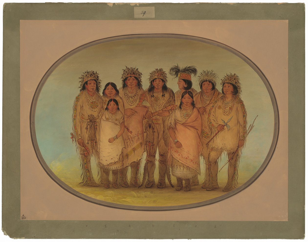 Dziewięć Indian Ojibbeway w Londynie autorstwa George Catlin