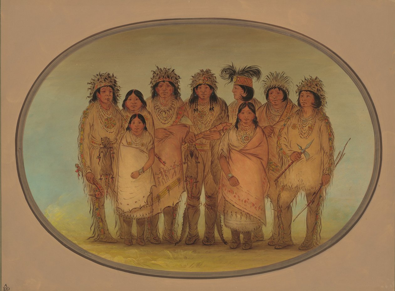 Dziewięć Indian Ojibbeway w Londynie, 18611869. autorstwa George Catlin